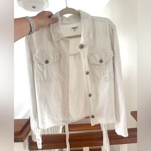Hudson Jeans Women's White Denim Jacket - Medium - Tie for front or back